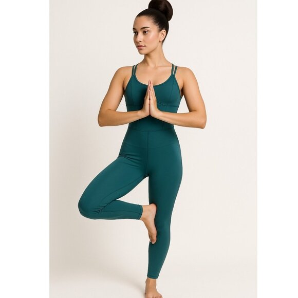 Love Soft Jumpsuit Womens Sz XS Green Yoga Athletic Move Stretch Poly Spandex - Picture 1 of 10